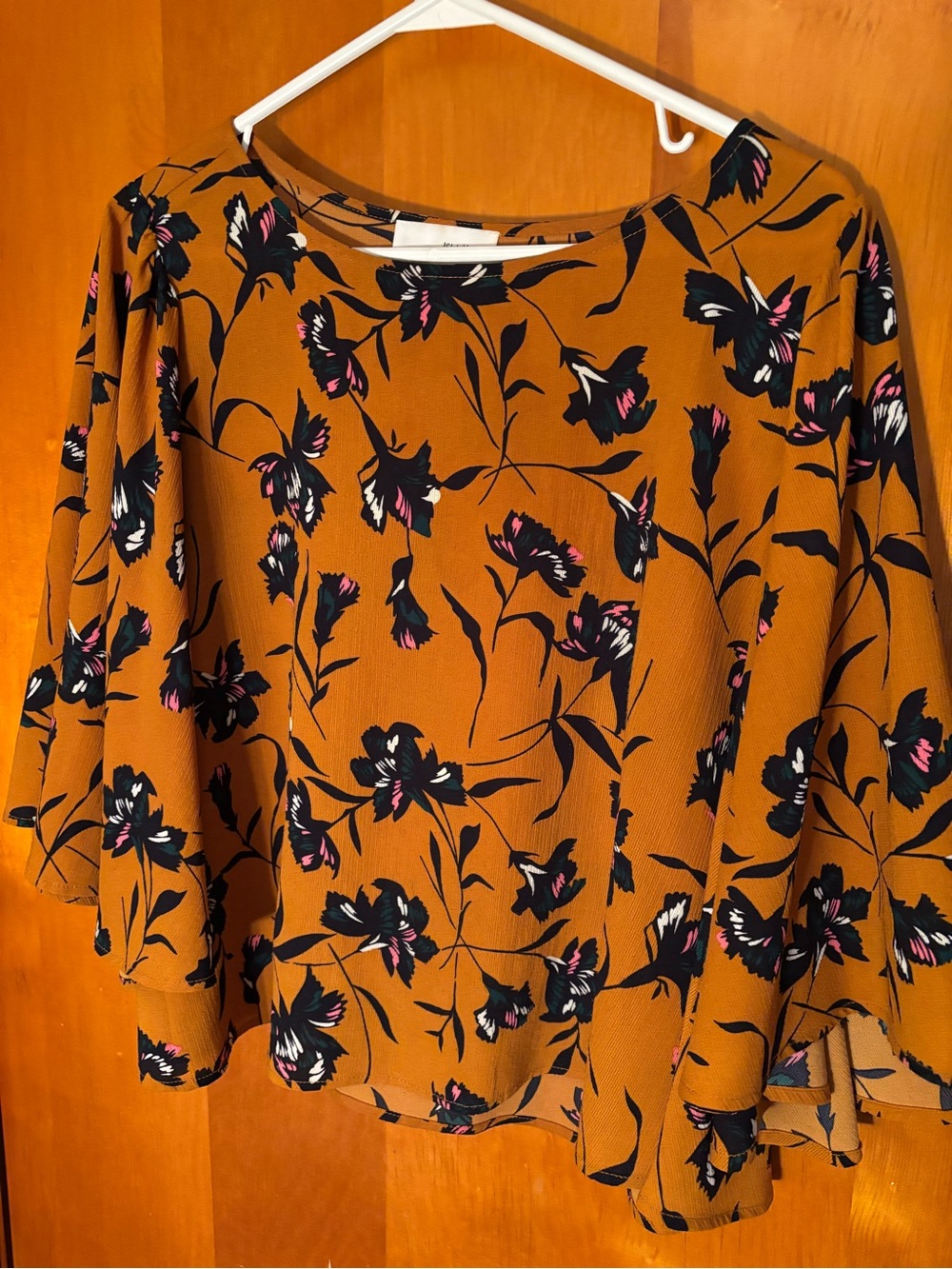 Women’s Floral Blouse in Mustard Brown